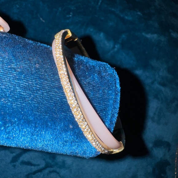 2 Michael Kors bracelet set rose pink and yellow gold tone bangle and Cuban link - Picture 6 of 12